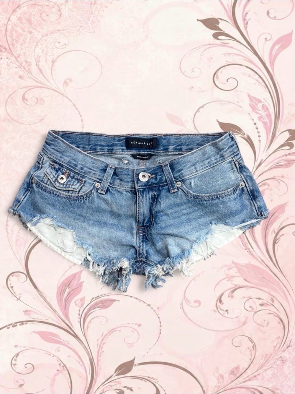 Aeropostale Light Blue Distressed Cutoff Denim Shorts